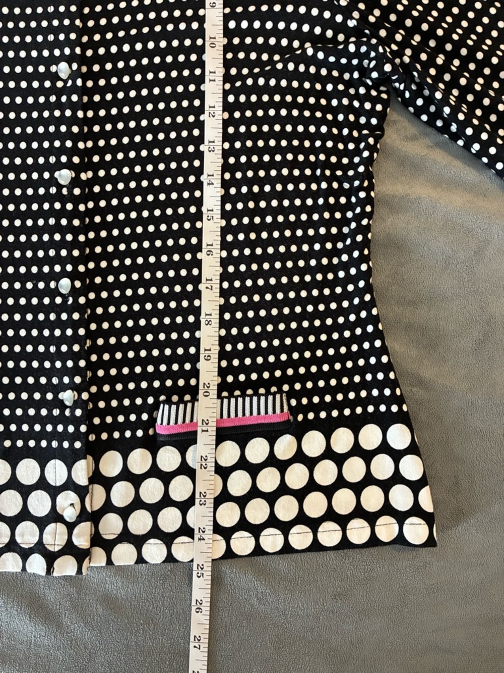 Joseph Ribkoff Black & White Polka Dot Tank Top 3/4 Sleeve Blazer with Pink Trim - Picture 7 of 14